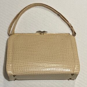 Vintage Lenox cream-tan snakeskin-textured purse